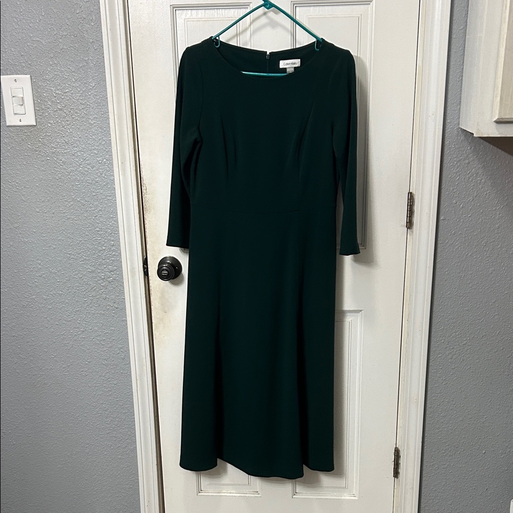 Calvin Klein Dark Green Long Sleeve Dress